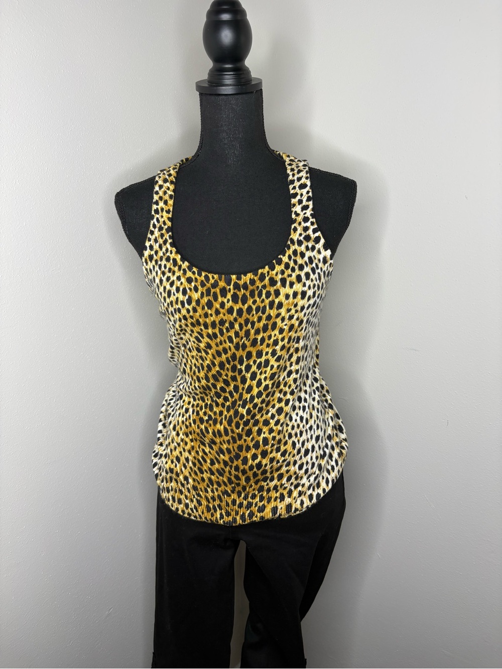 Dolce & Gabbana Yellow and Black Leopard-Print Scoop Tank